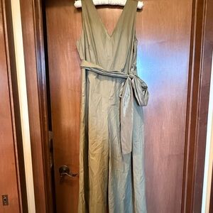 J. Crew Olive Green Sleeveless Wrap Jumpsuit